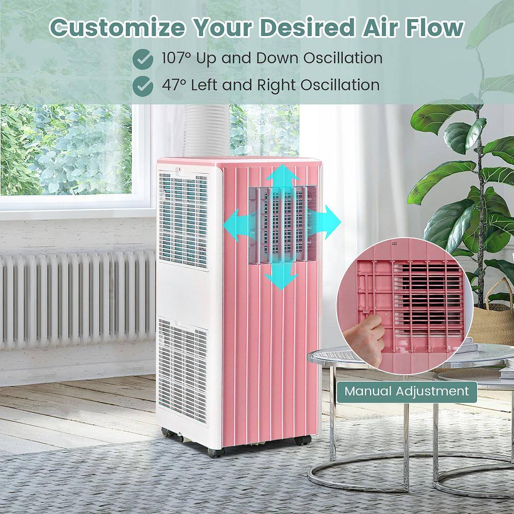 Gymax Portable Air Conditioner 10000 BTU ASHRAE 3-in-1 AC Unit with Humidifier and Sleep Mode Pink GYM11473