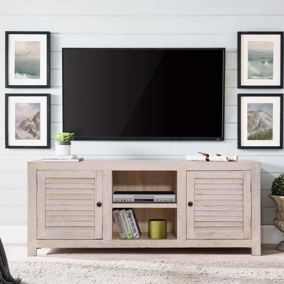 Wabash Distressed Solid Wood TV Bench Stand Media Console Cabinet   Farmhouse   Entertainment Centers And Tv Stands   by Sierra Living Concepts Inc  Houzz