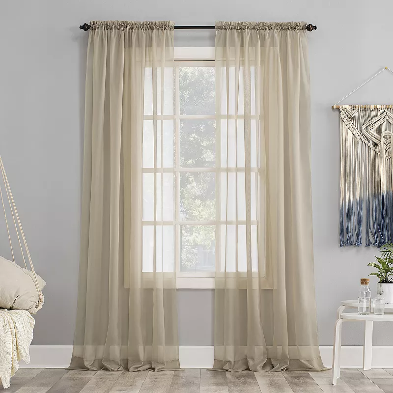 No. 918 Emily Solid Sheer Voile Rod Pocket Single Window Curtain Panel