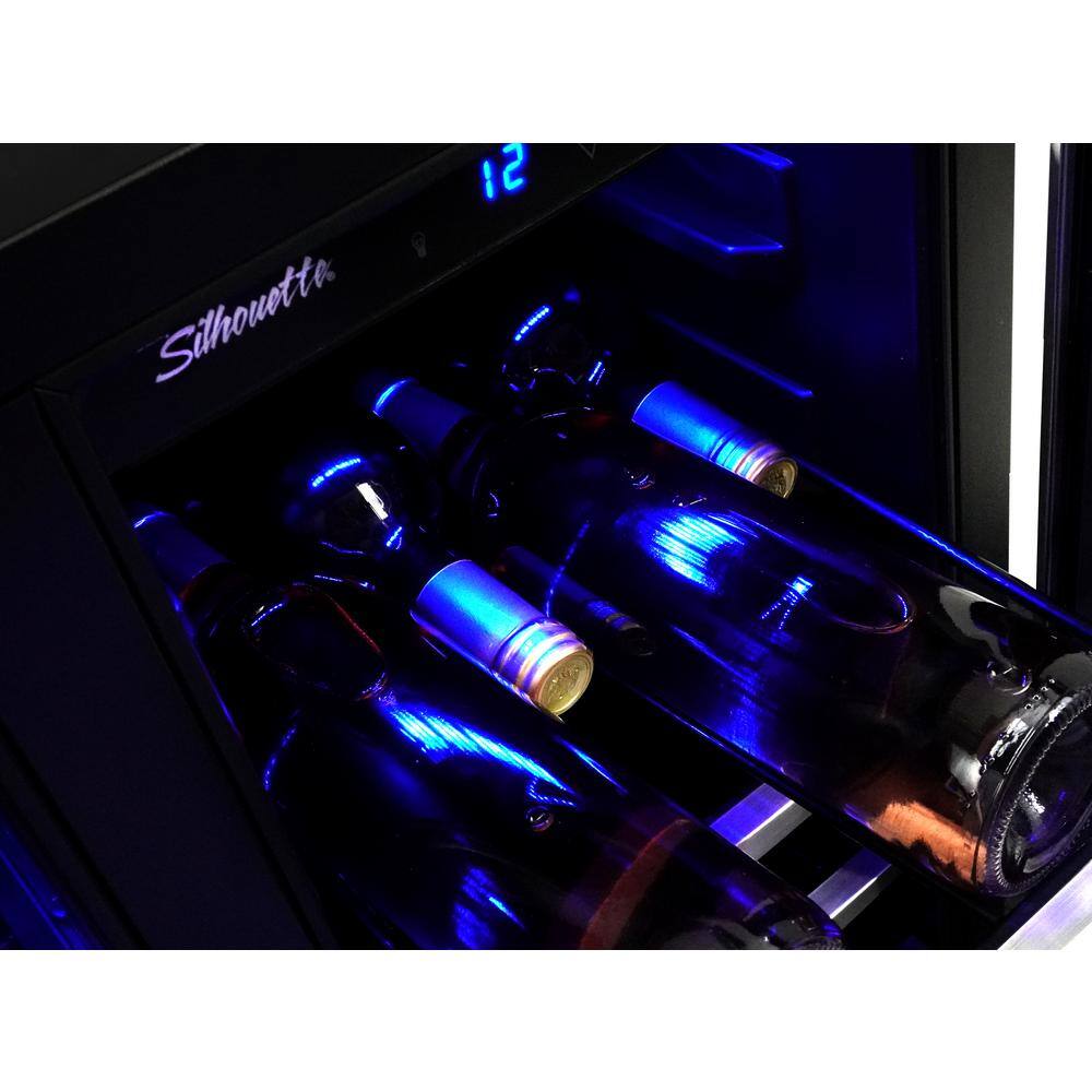 Silhouette Dual Zone 23.81 in. Wide 60 beverage cans and 27 bottles of wine Built-in Beverage Center in Stainless Steel SBC051D1BSS