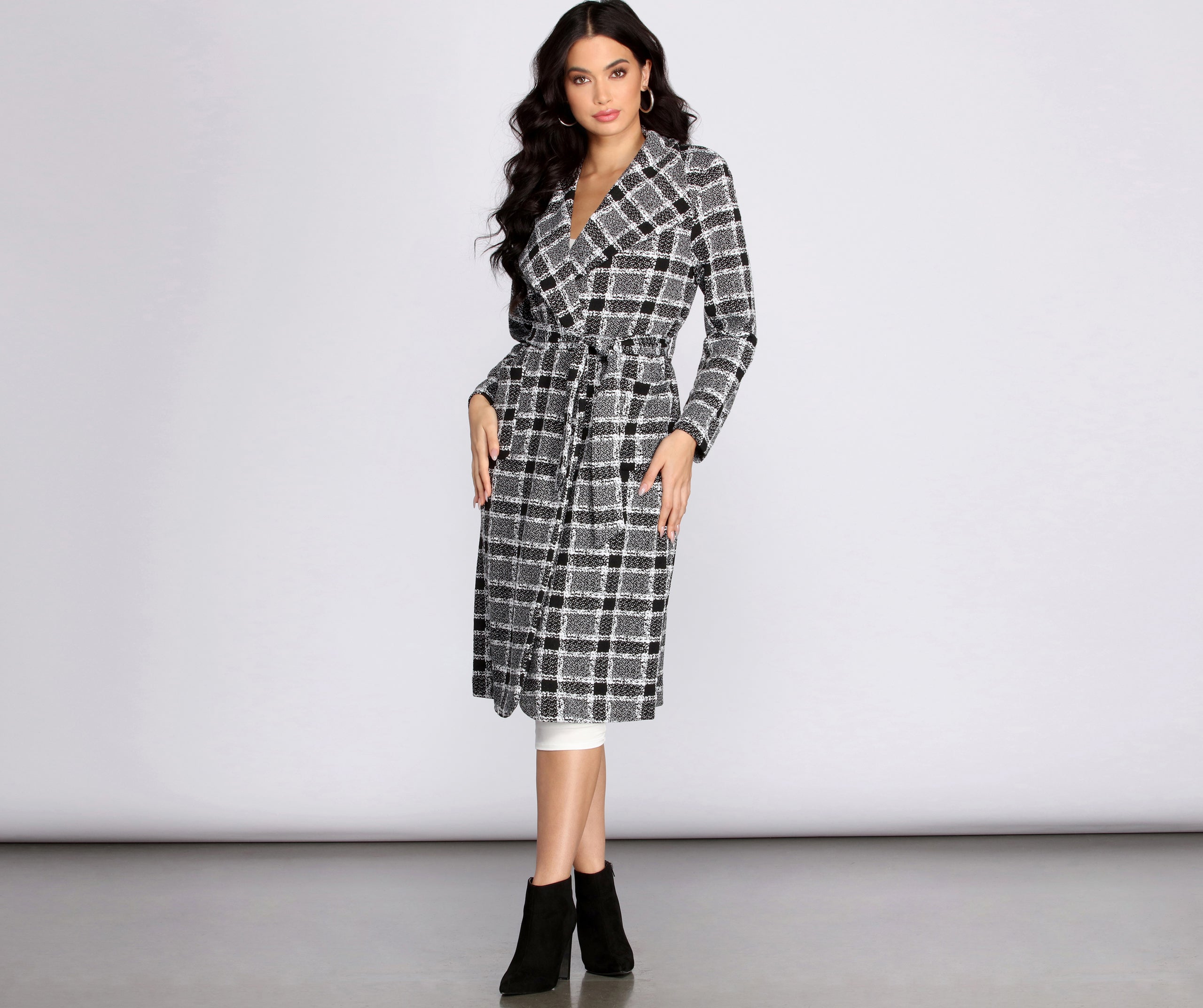 Checks And Balance Long Plaid Coat