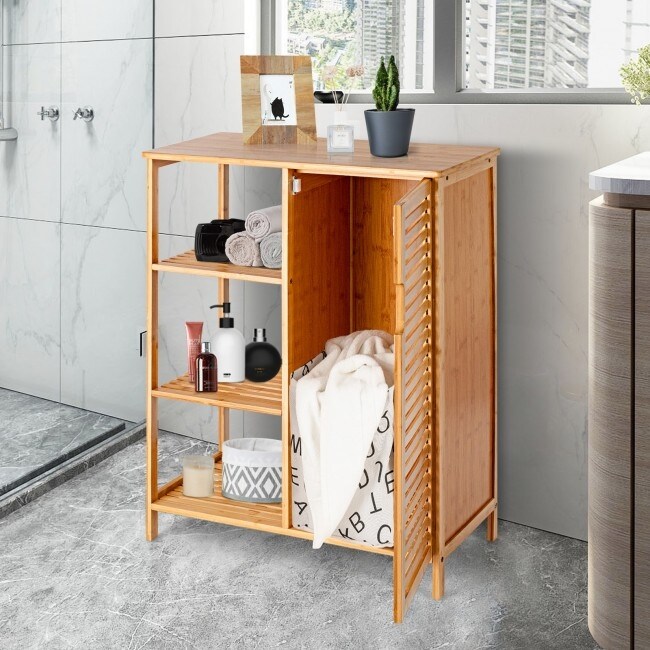 Bamboo Bathroom Storage Cabinet with Single Door Natural   26\