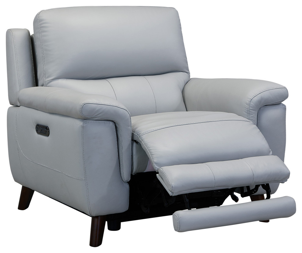 19 quotPower Reclining Leather Chair With Usb Port  Gray   Midcentury   Recliner Chairs   by VirVentures  Houzz