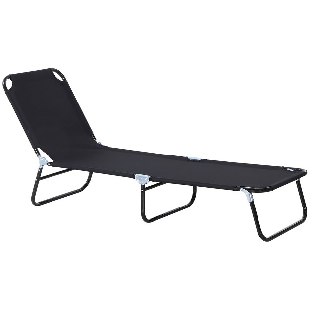 Outsunny Portable Outdoor Sun Lounger Lightweight Folding Chaise Lounge Chair W 5 position Adjustable Backrest For Beach Poolside And Patio