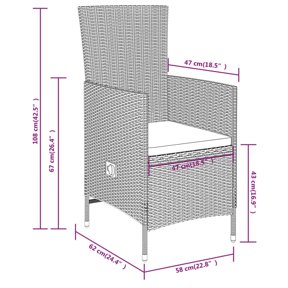 vidaXL Patio Dining Set 3/5/7 Piece Multi Colors 31.5\