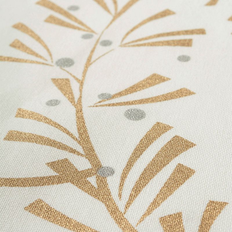 108 Gold Colored and White Metallic Holy Leaves Table Runner