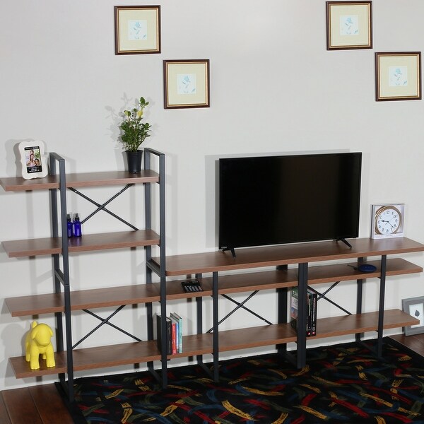 Davee TV Stand， Modern Media Storage Center for Living Room - Walnut - 56.69*106.30*13.78 inches