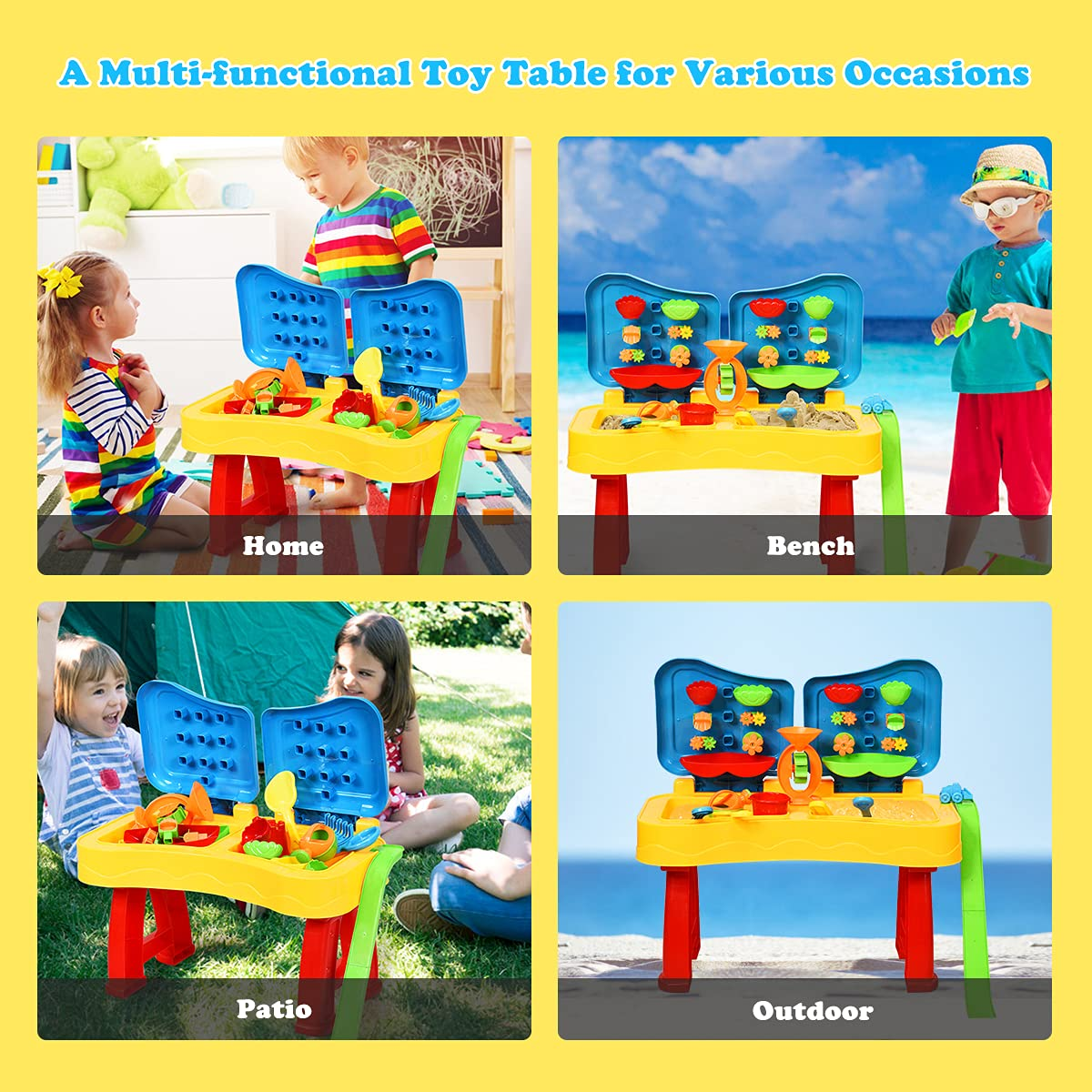 Costzon Kids Sand and Water Table, 2 in 1 Beach Play Activity Table with Cover