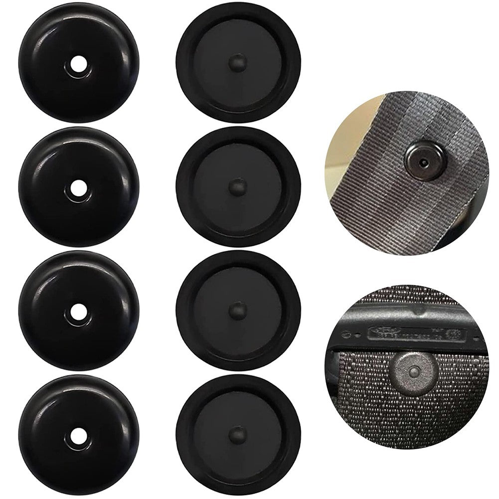 4 Pairs Seat Belt Button Buckle Stop - Universal Fit Stopper Kit Black