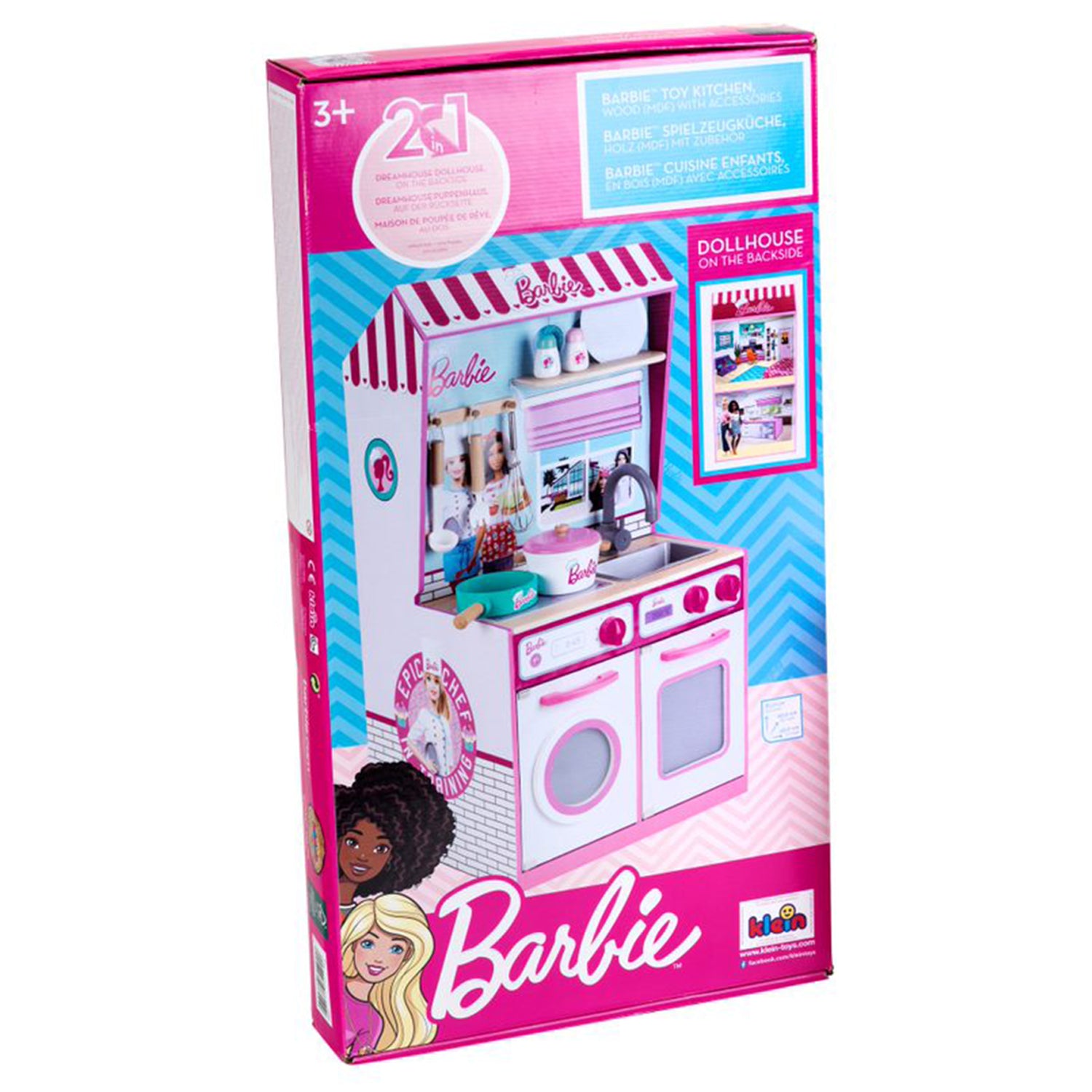 2 In 1 Barbie Pretend Play Toy Kitchen and Dollhouse for Kids 3 & Up (Open Box)