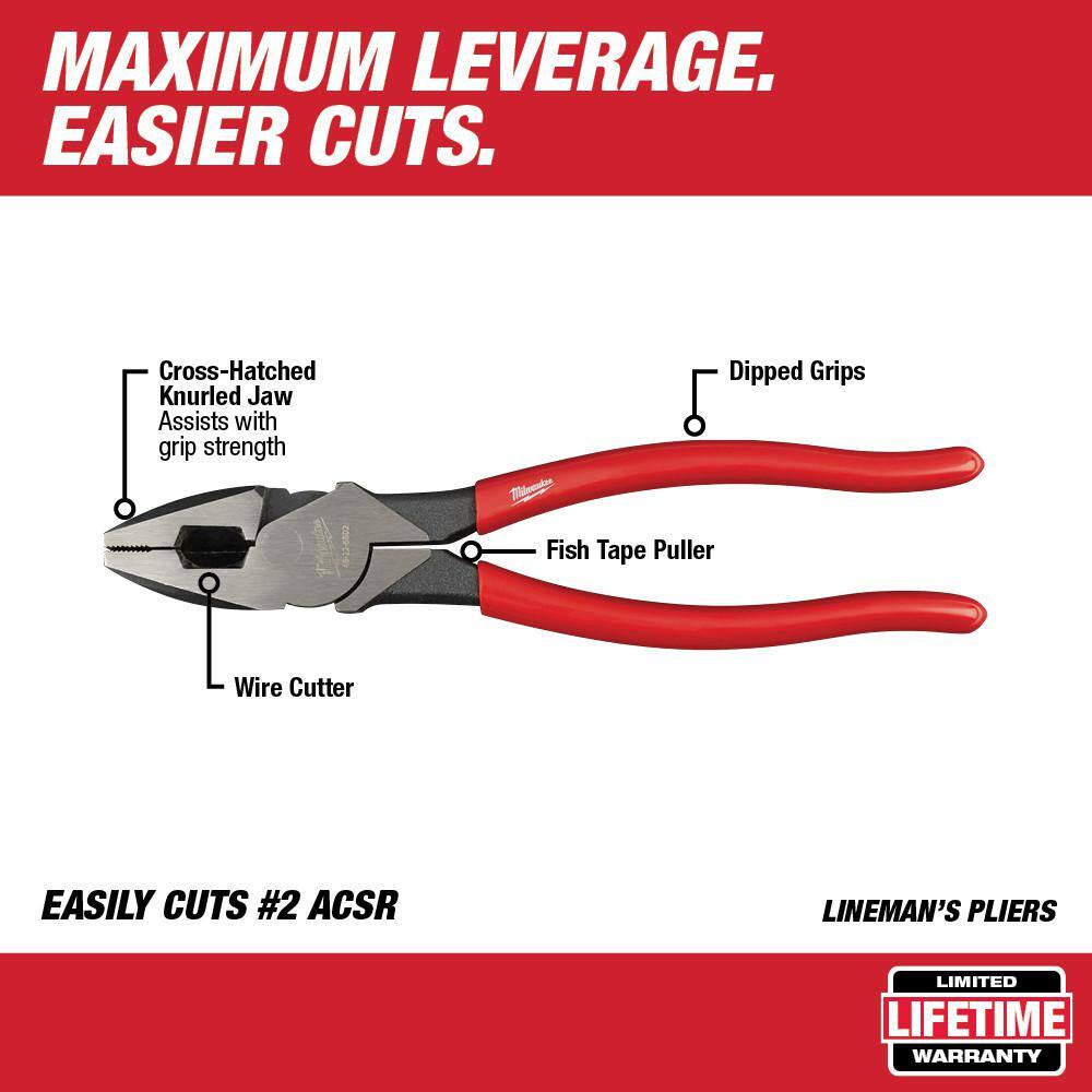 MW 36 oz. 4-in-1 Lineman's Hammer with 9 in. High-Leverage Lineman Pliers 48-22-9040-48-22-6502