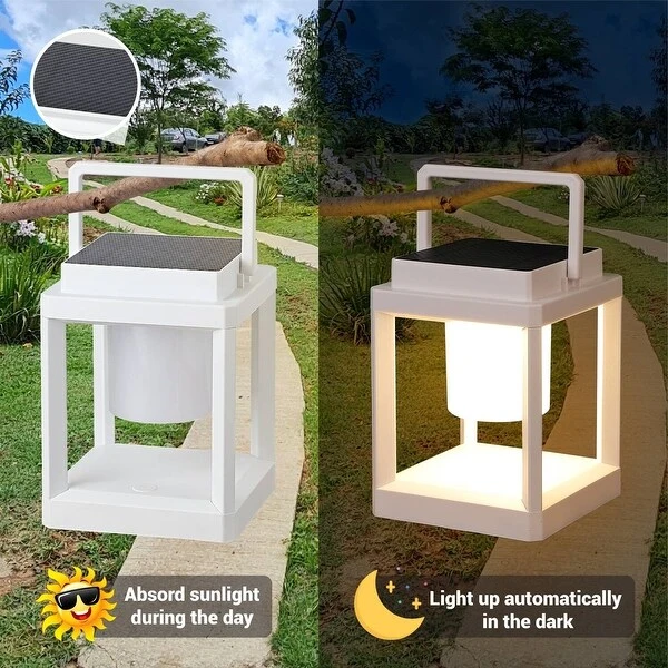 Outdoor Table Lamp, 3-Level Brightness Portable Rechargeable Solar Lamp Waterproof for Patio/Camping