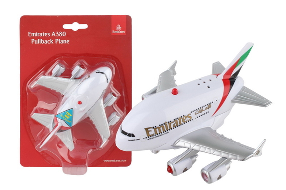 Daron TT52084 Emirates A380 Pullback W/Light   Sou...