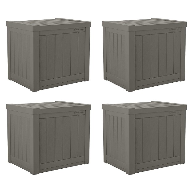 Suncast Ss500st 22 Gallon Small Resin Outdoor Patio Storage Deck Box 4 Pack