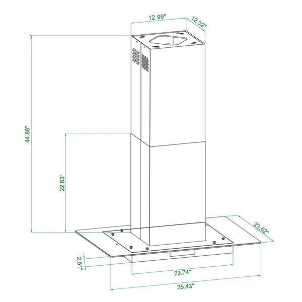 Winflo 36-in 475 CFM Convertible Stainless Steel Island Range Hood