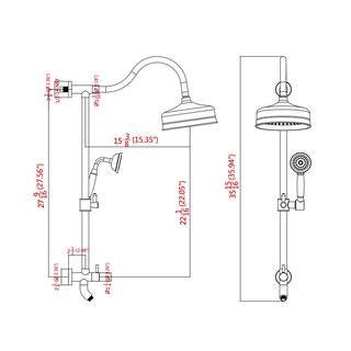 Tahanbath 1-Spray Dual Head Shower Bar System with 2-way Diverter Shower System in Matte Black X-W1219-W90175