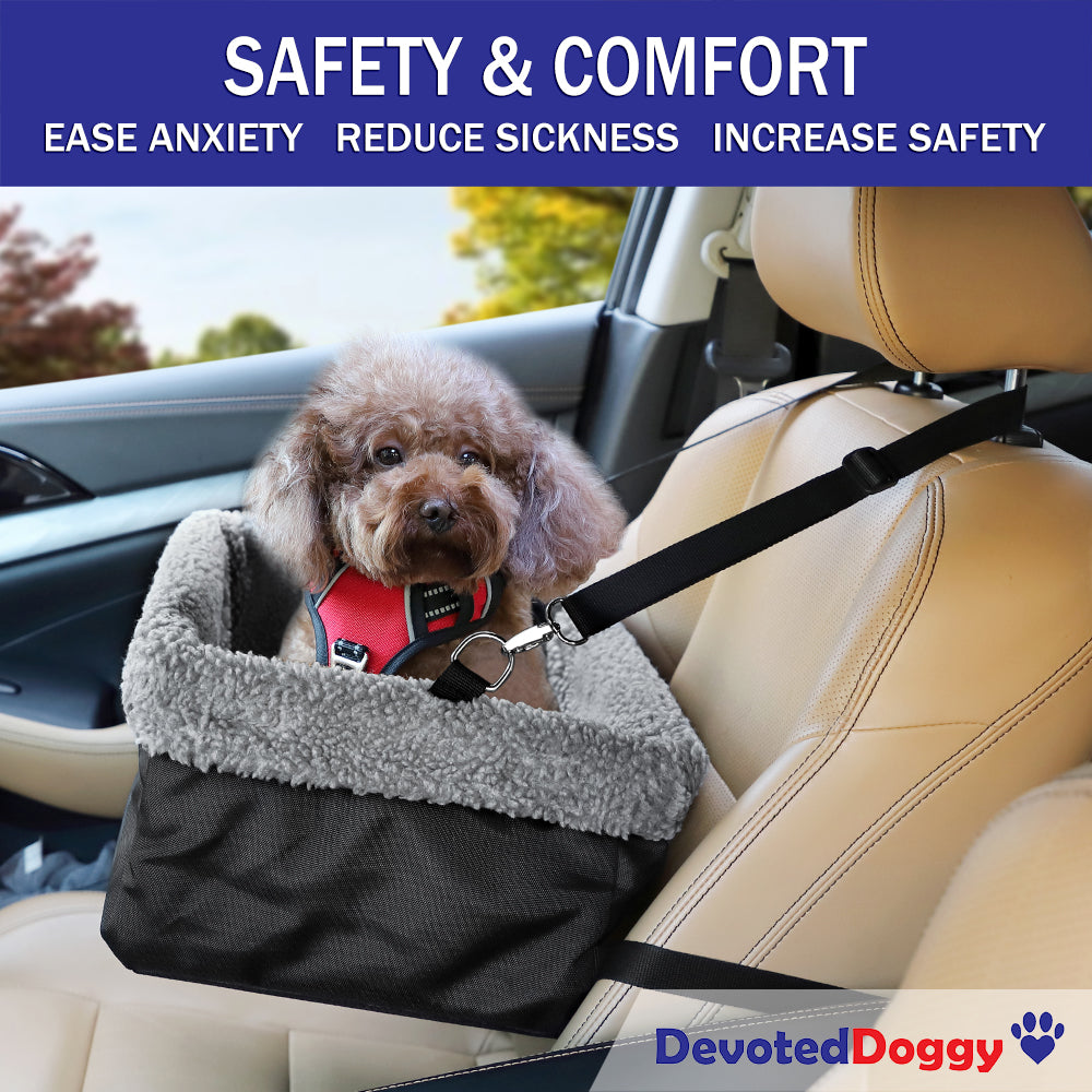 Dog Booster Car Seat， Fits Pets up to 15lbs， with Metal Frame Encasing