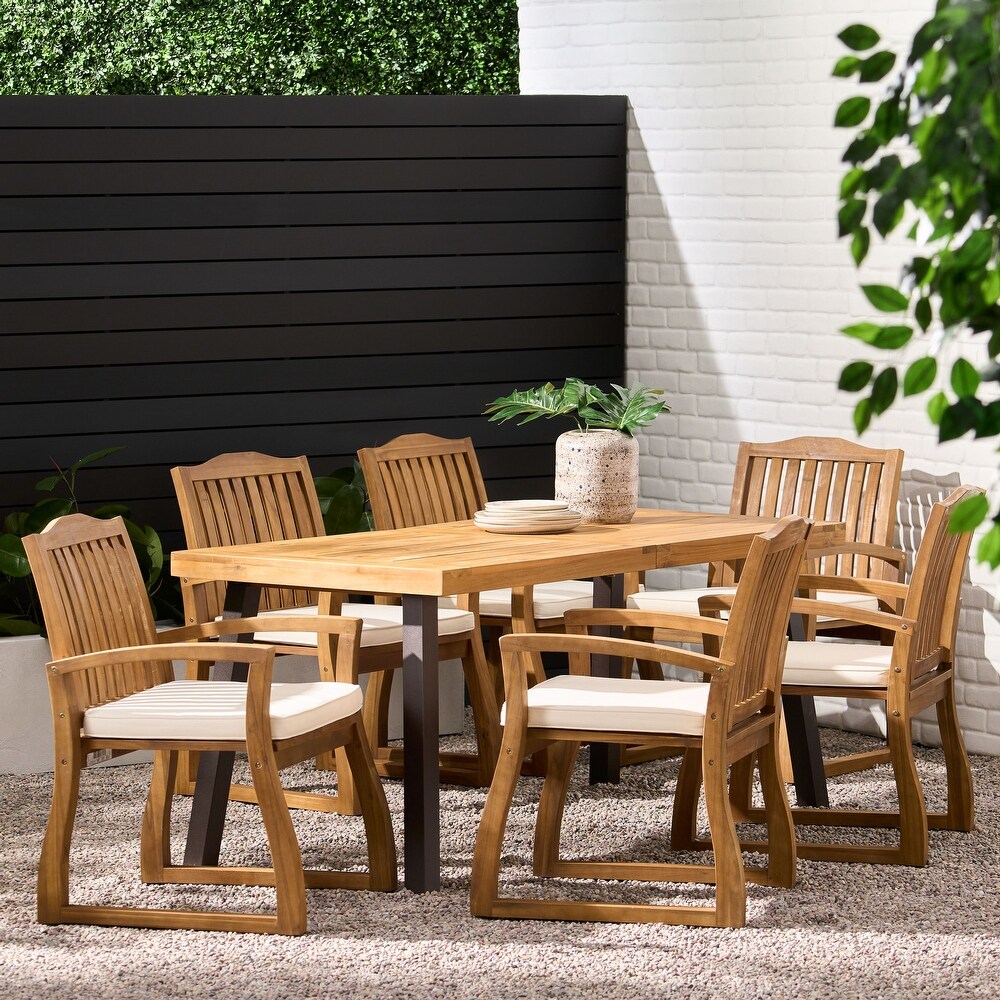 Della Outdoor 7 piece Wood Dining Set by Christopher Knight Home