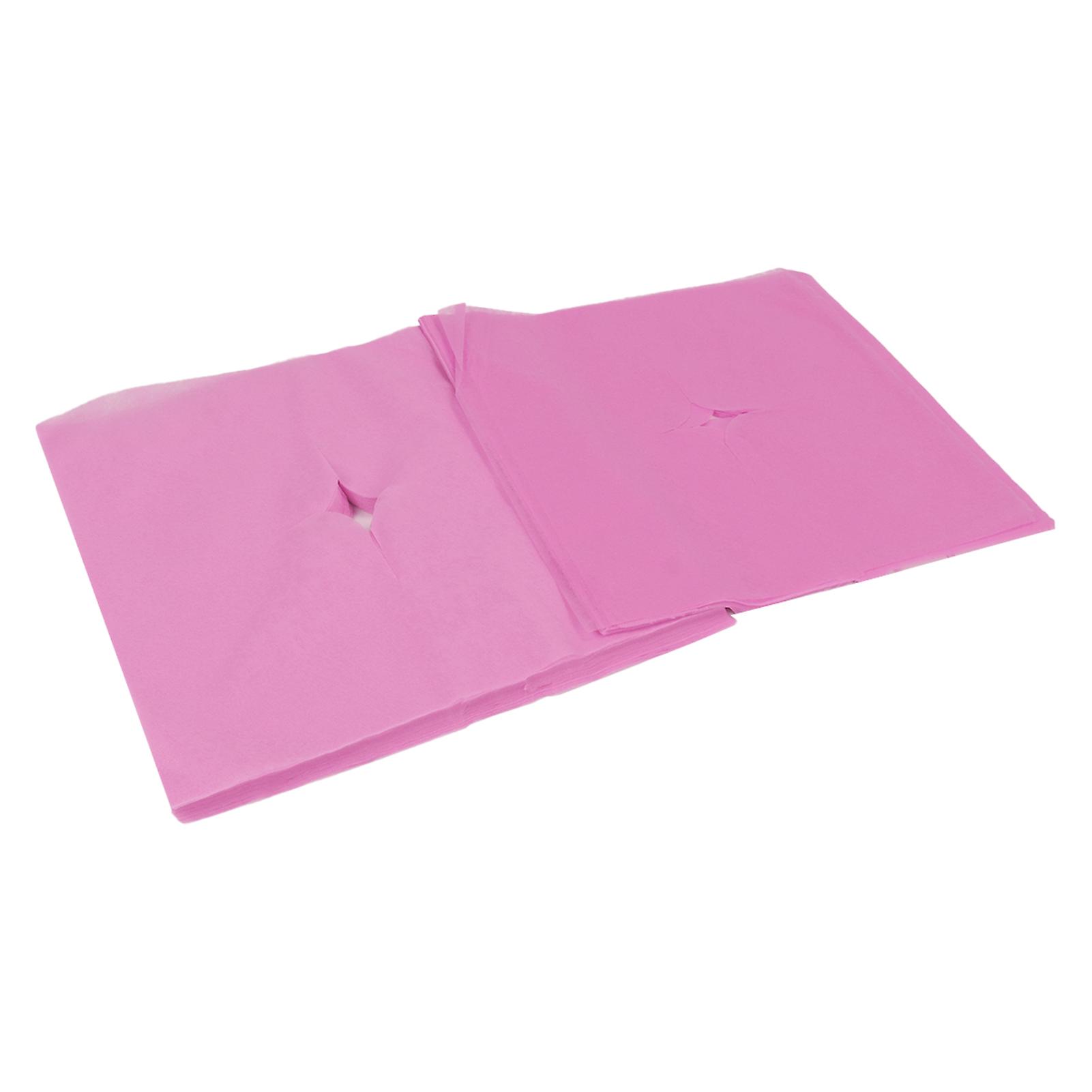 100pcs Face Rest Cover Hole Design Good Water Absorption Breathable Disposable Headrest Cover For Beauty Salonspink