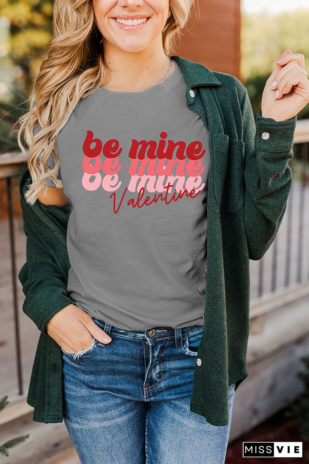 Valentine Be Mine Pullover Shortsleeves Graphic Tee Wholesale