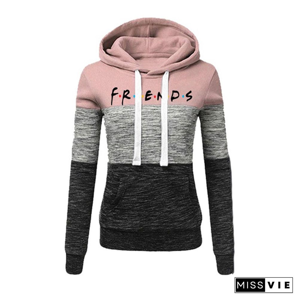 New Fashion Women's Casual Long Sleeve Pullover Sweatshirt Friends Printed Cotton Hoodies Warm Plus Size Tops