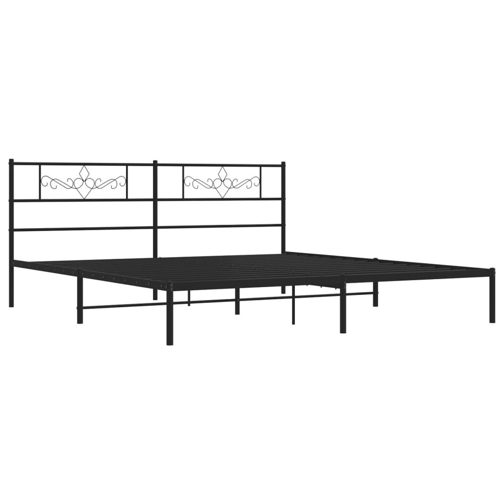 vidaXL Metal Bed Frame with Headboard Black 72\