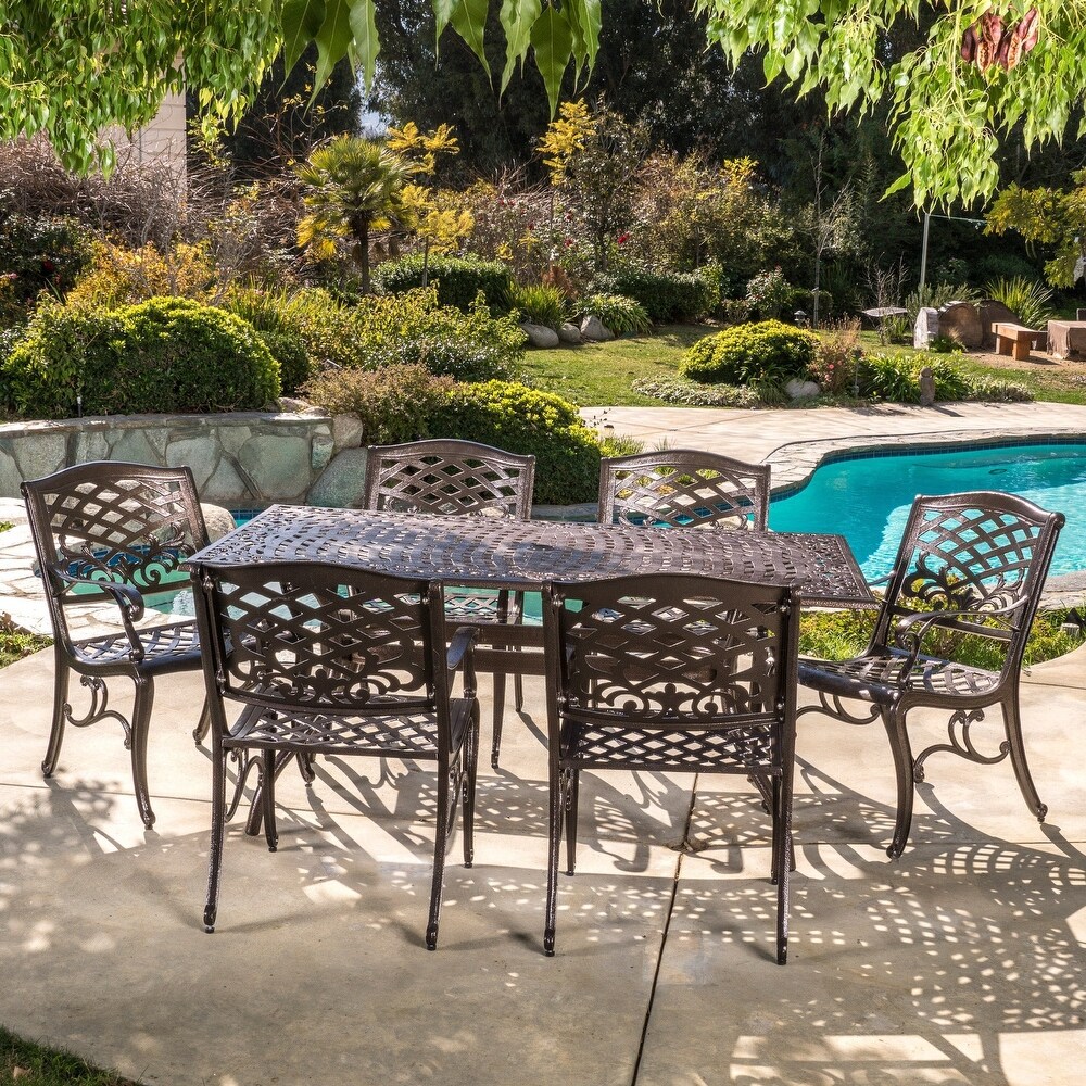 Hallandale Bronze Aluminum Outdoor Dining Table by Christopher Knight Home   67.00\