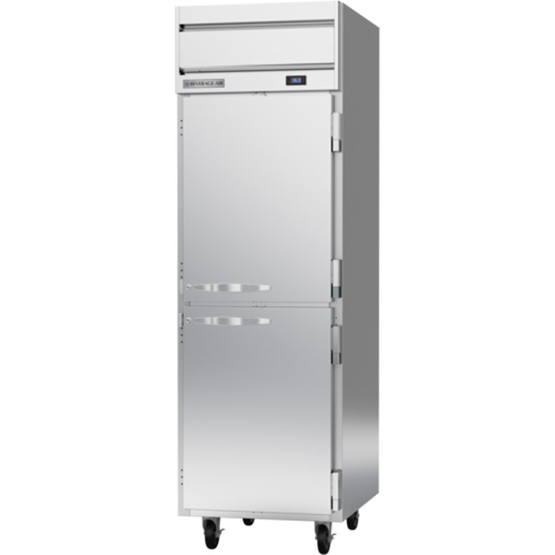 Beverage-Air HRPS1HC-1HS Reach-In Refrigerator， Horizon Series， 1-Section， 2 Solid Half-Doors， Stainless Steel