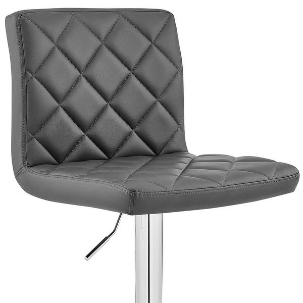 Gray Faux Leather Chrome Base Swivel Adjustable Bar Stool - 46