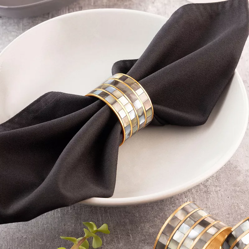 Jardin Black Pearl Napkin Rings， Set of 6