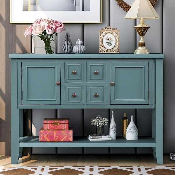 Table buffet sideboard Sofa table with storage drawers， cabinets and bottom shelf