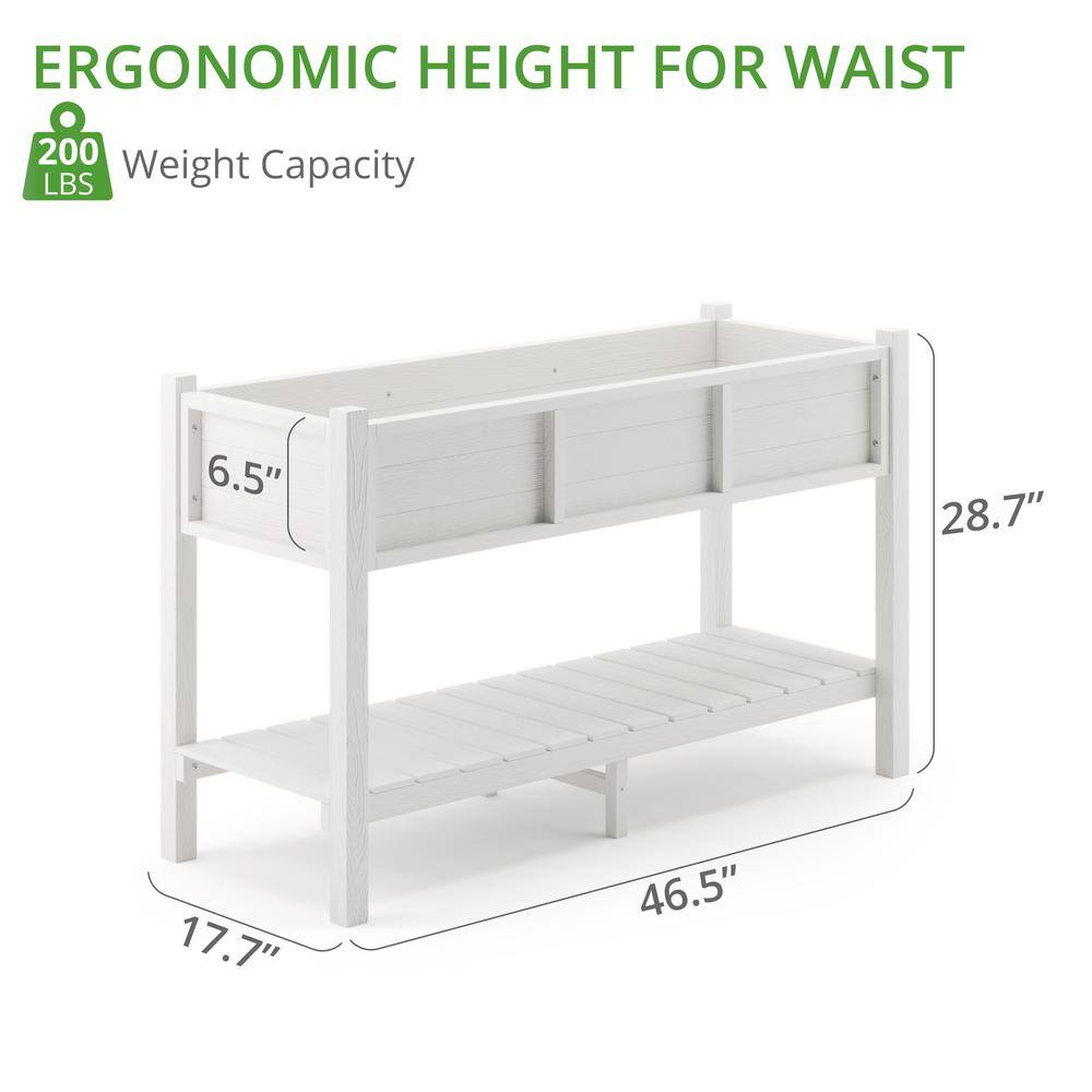 LUE BONA Raised Garden Bed Elevated Wood Planter Box Stand for Backyard Patio Balcony-White DPTHD23002-1