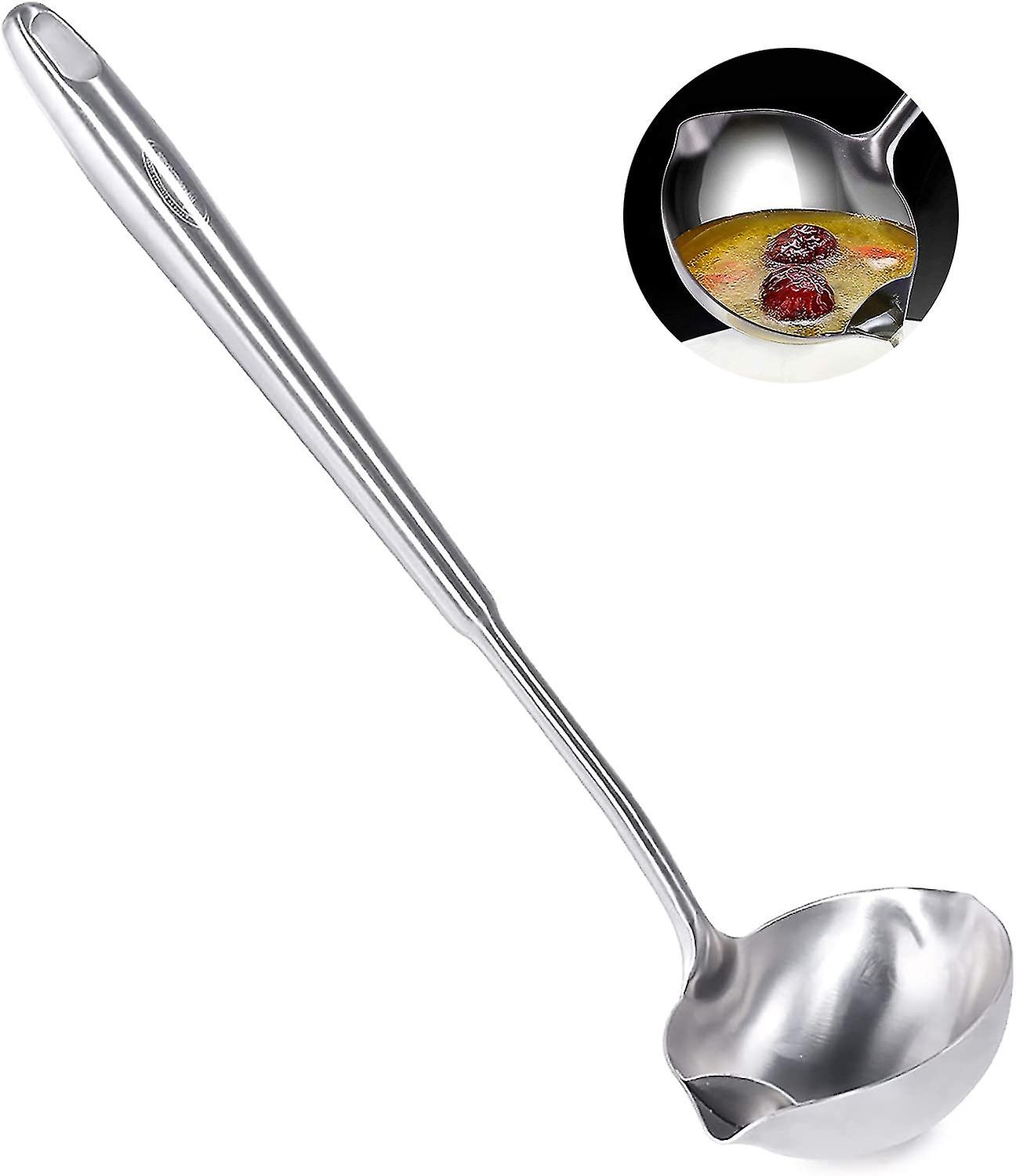 Ladle， Gravy Ladle Oil Skimmer Made Of 304 Stainless Steel， Ladle Ladle Skimmer Cooking Spoon Filter For Soups， Sauces， Stews And More