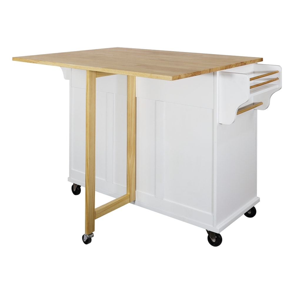 Rolling Kitchen Island Cart on Wheels w/ Drawers  Drop Leaf Breakfast Bar