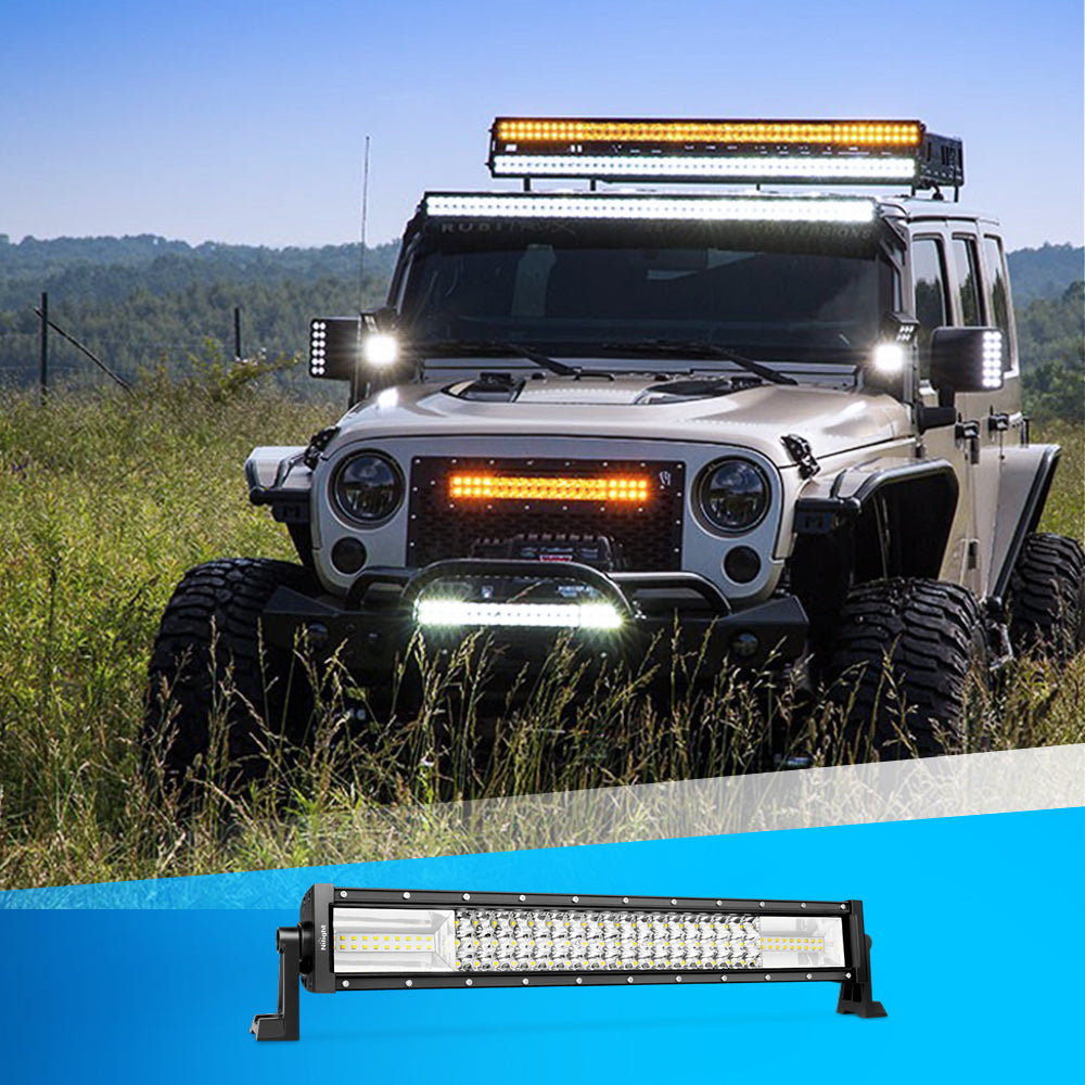 Nilight LED Light Bar 22Inch Triple Row Flood Spot Combo Beam Led Bar Driving Lights Boat Lights Super Bright Led Off Road Lights for Trucks，2 Years Warranty