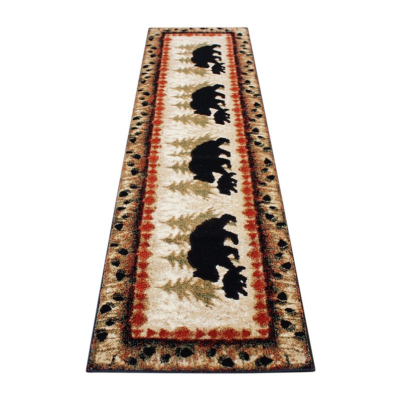 Masada Rugs Masada Rugs 2'x7' Cabin/Lodge Theme Area Rug with Bear and Cub Scene