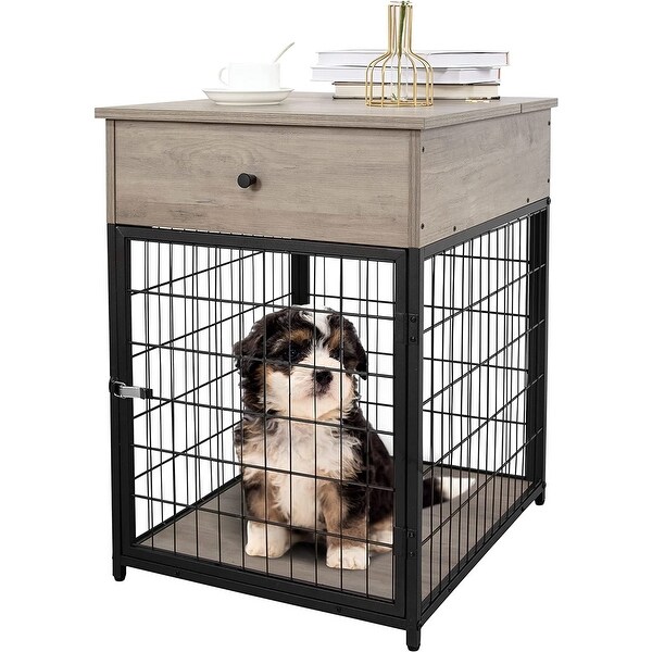 Furniture Dog Crates， Furniture Style Wood Dog Kennel End Table， Dog House Indoor Use， Chew-Proof