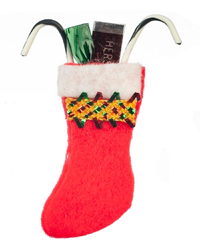 Dolls House Christmas Stocking With Chocolate Bar andamp; Candy Canes 1:12 Accessory