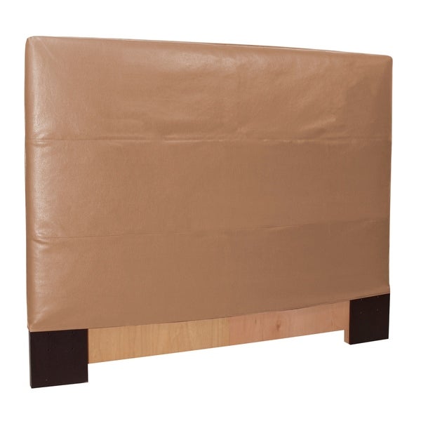 Slip-covered Full/ Queen Bronze Faux Leather Headboard - - 6753198