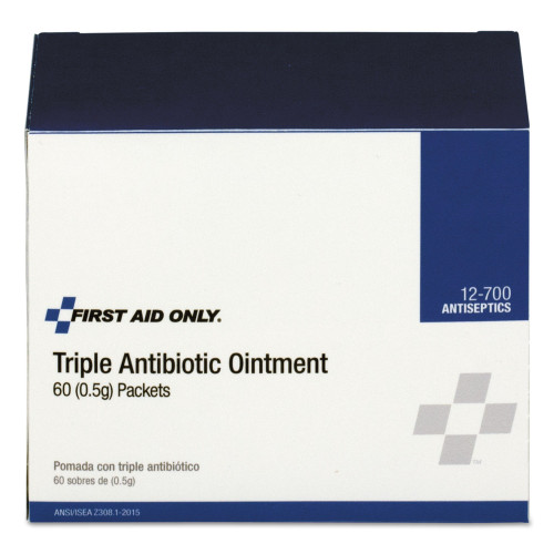 First Aid Only Triple Antibiotic Ointment， 0.5 g Packet， 60/Box (12700)