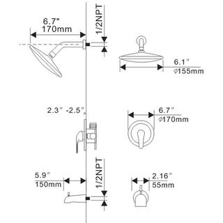 GIVING TREE Single-Handle 5-Spray Patterns Tub and Shower Faucet in Matte Black (Valve Included) RMHDFAUC0021