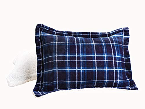 Softest Heavy Weight Plaid Pattern Micromink Sherpa-Backing Down Alternative Micro-Suede 3-Piece Reversible Comforter Set