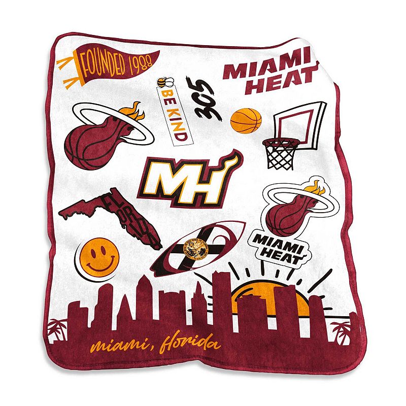 Miami Heat 50'' x 60'' Native Raschel Plush Throw Blanket