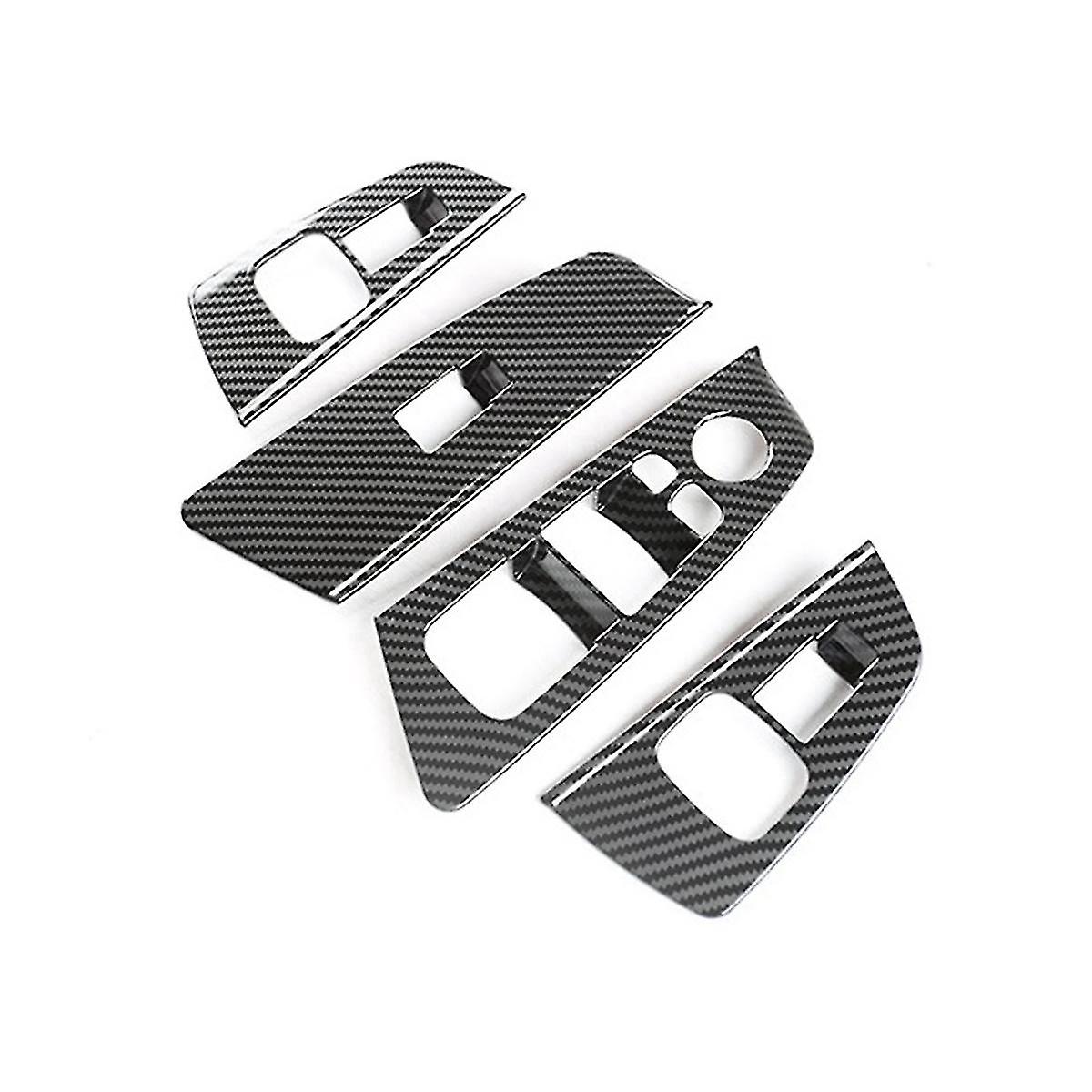 Car Window Switch Lift Button Cover Trim For 5 Series G30 2018-2021 Accessories Abs Carbon Fiber ，b