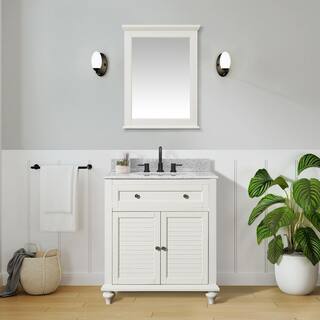 Home Decorators Collection Hamilton Shutter 25 in. W x 22 in. D Bath Vanity in Ivory with Granite Vanity Top in Grey 10806-VS25H-DW