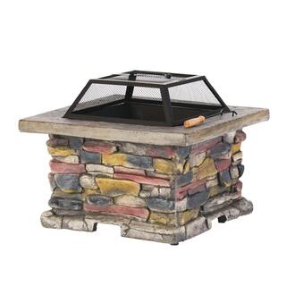 Noble House Corporal 28.50 in. x 22.20 in. Square Natural Stone Fire Pit 2555