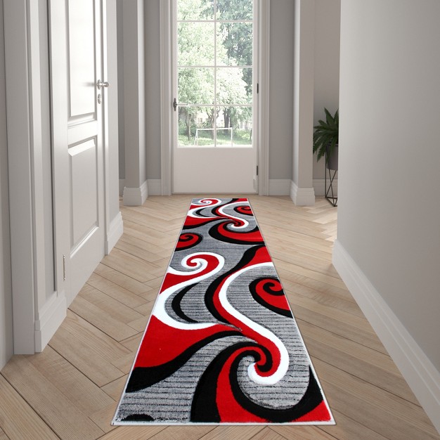 Emma And Oliver Accent Rug With Modern 3d Sculpted Swirl Pattern And Varied Texture Piling