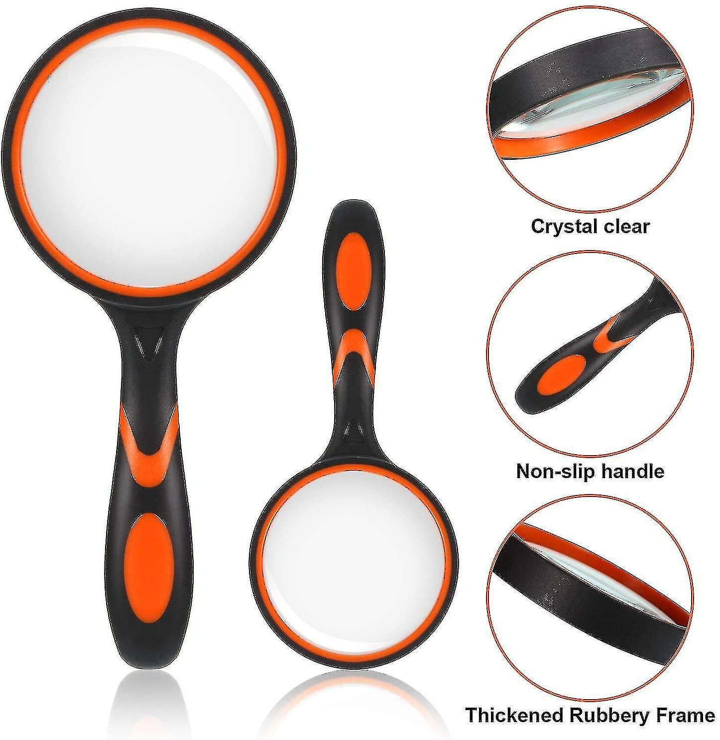 4 Pieces Magnifying Glass， 4x And 10x Handheld Reading Magnifier With Non-slip