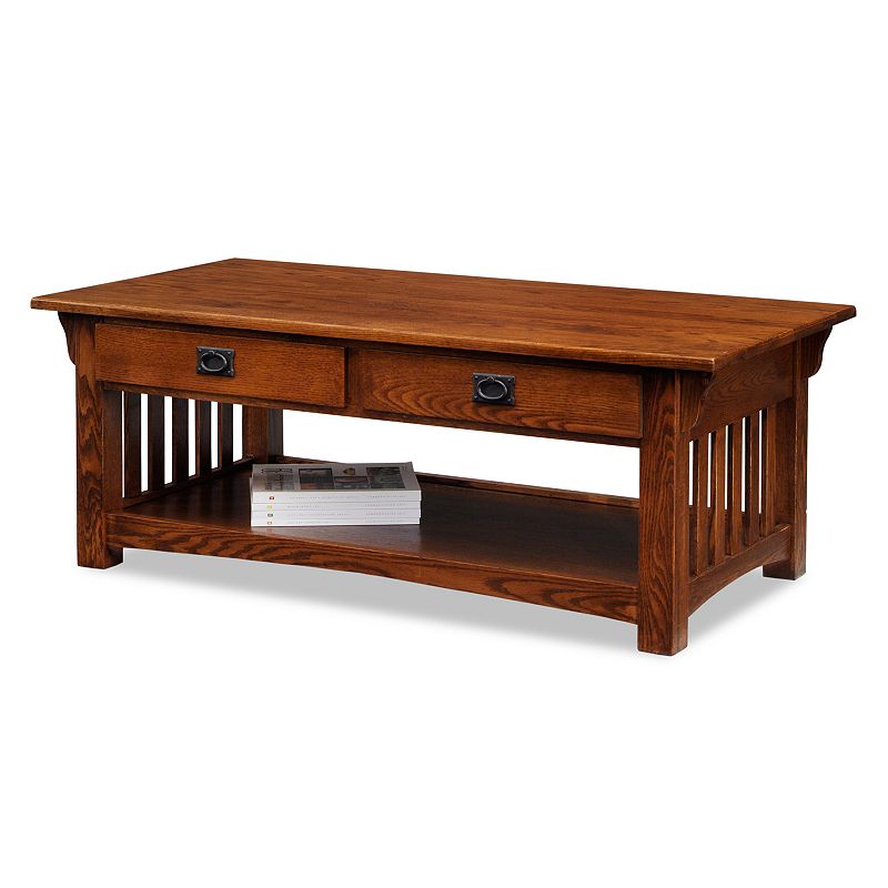 Leick Furniture 2-Drawer Medium Oak Finish Coffee Table