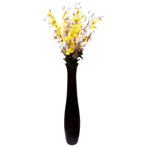 Uniquewise Brown Decorative Contemporary Mango Wood Curved Shaped Floor Vase 30 Inch